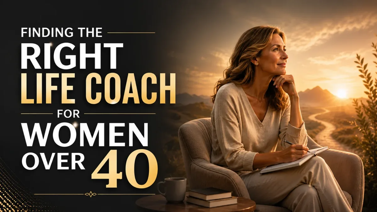 Woman in her forties pausing with a journal beside a winding sunlit path at golden hour